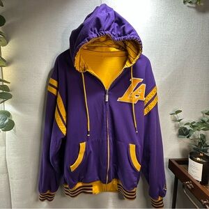 NBA UNK LA Lakers Reversible Big Logo Spell Out Embroidered Full-zip Hoodie/L